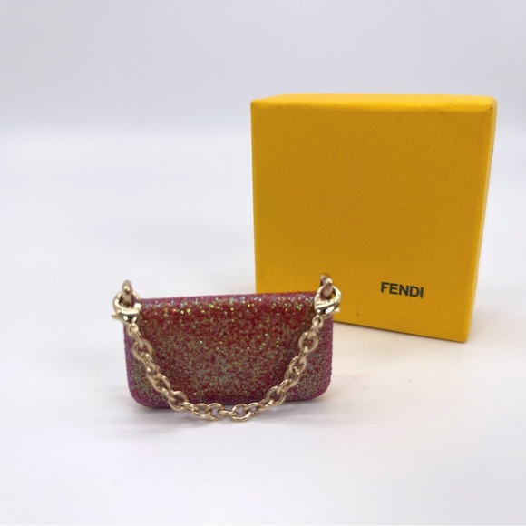 Fendi Authentic Vintage Collectors Rare Red Sparkle Baguette Bag Charm w Box NWT - Picture 6 of 12